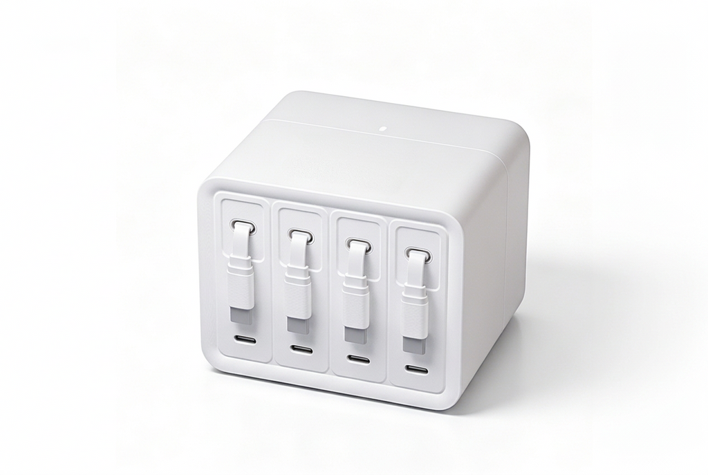 Zeevans F63 160W GaN Desktop Charging Station – 4-Port Built-in Cable Fast Charger